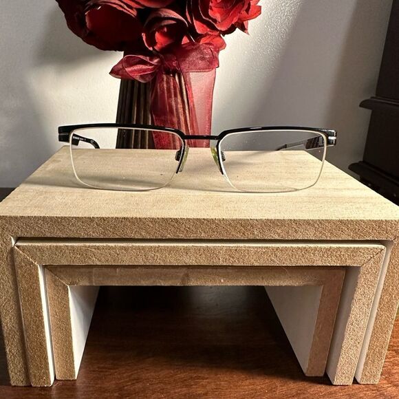 VINTAGE Burberry B 1170 1001 Black Metal Half Rim Eyeglasses Frames with case - Picture 2 of 14